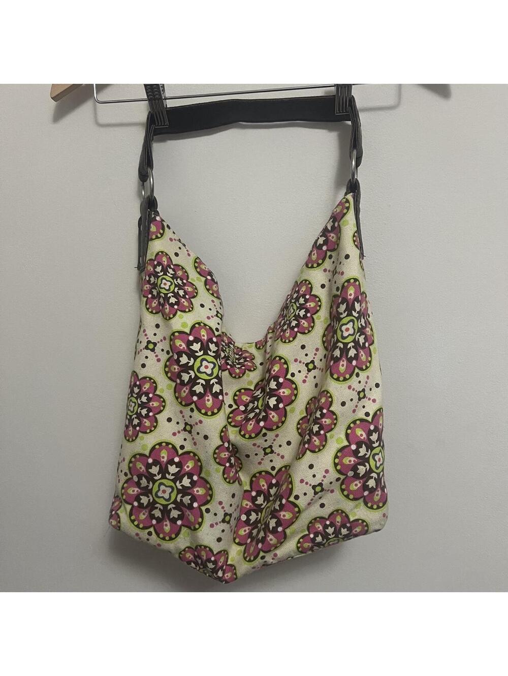 Y2K Vintage Floral Hobo Shoulder Bag Pink Green Boho